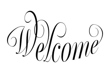 Welcome - 手書き風の筆記体で書いた、Welcome（ようこそ）の文字（カリグラフィー）
