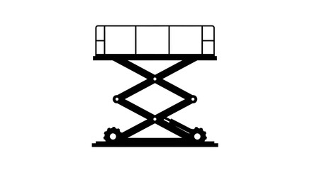 Silhouette of construction scissor lift on white background