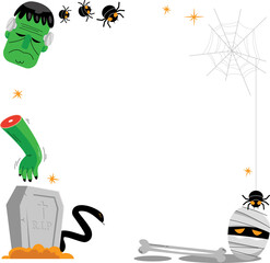 Spooky halloween frame border illustration