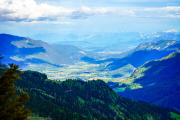 Obraz premium View of the idyllic landscape on the Goldeck. A mountain in the Latschur Group in the Gailtal Alps in Carinthia near Spittal an der Drau. Nature in the Austrian mountains. 