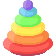 Colorful Stacking Ring Toy for Toddlers with Transparent Background and Pixelated Cartoon Style