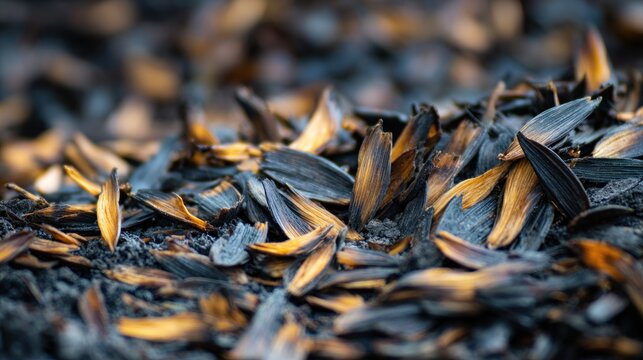 Dried seed pods on dark ground