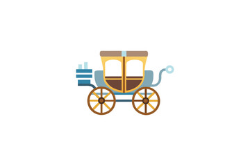 A flat illustration of a vintage horse drawn carriage design element