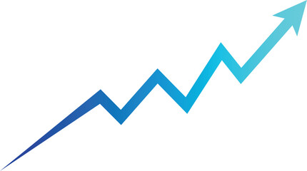 Blue Gradient Up Arrow Growth Vector — Business Profit, Financial Improvement, and Economic Progress Chart