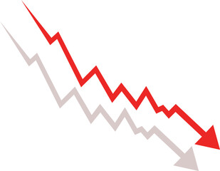 Red Decline Arrow Chart Vector — Financial Crisis, Market Drop, and Economic Downturn Analysis Design