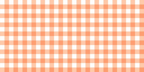 Orange and white checkered pattern. Orange and white gingham checkered pattern background. Aestetic woven pattern background. Seamless pattern plaid gingham pattern background.