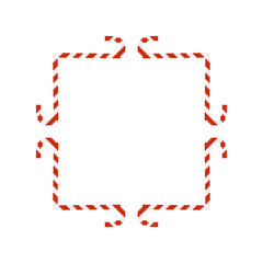 Christmas candy cane border with festive red and white stripes on white background