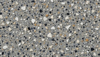 High-Resolution Pebble Stone Terrazzo Floor Texture Background — Natural Aggregate Concrete Surface with White, Gray, and Beige Stones for Architecture and Interior Design