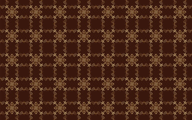 Dark brown tartan plaid pattern with subtle gold and orange accents