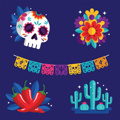 Dia de muertos elements collection decoration