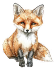 PNG Cute watercolor fox illustration