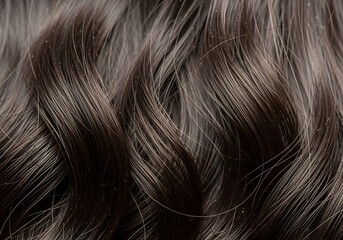 Naklejka premium Close up photo of a shiny and healthy dark brown hair 