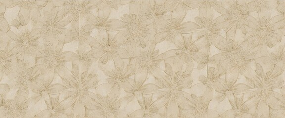 Elegant Beige Floral Wall Texture Background — Luxury Ornamental Pattern Wallpaper Design for Interior Decor, Architecture, and 3D Rendering Projects