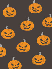 Jack O’Lantern Pumpkin Pattern Poster — Halloween Wall Art, Orange and Black Fall Decor, Ratio 3/4, max 27/36 inches