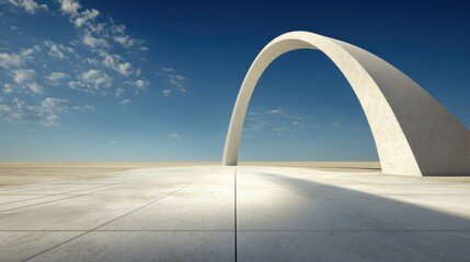 Abstract architectural arc against blue sky minimalist landscape modern structure with bright light modernism art