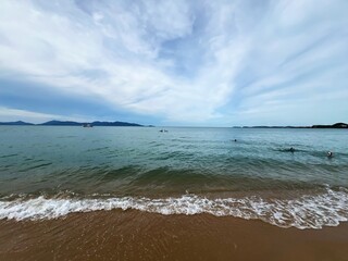Tropical ocean beach view on an island in Thailand