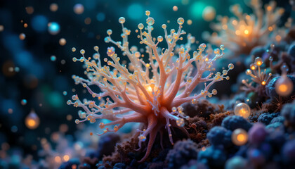 Fototapeta premium Vibrant Coral Reef Macro - Serene Underwater Ecosystem