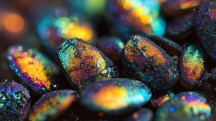 Iridescent shells close up macro texture