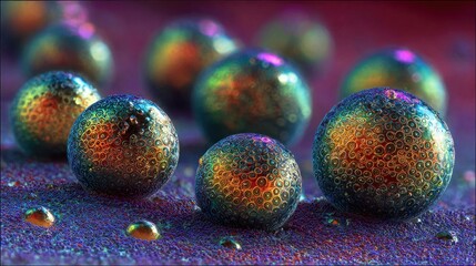 Iridescent spheres abstract patterned surface