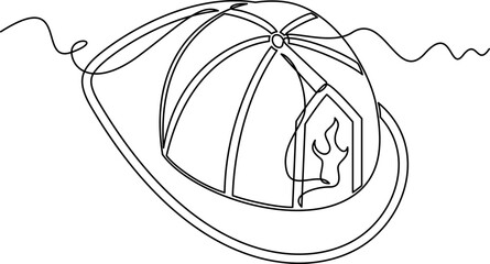 one line art Firefighter Hat vector illustration. line art, one continuous line, simple, hand drawn and sketch style. for icons, symbols, signs or logos. PNG