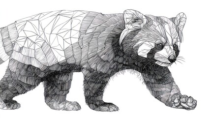 Red panda line art illustration