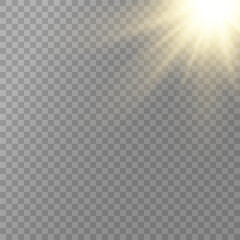 Realistic Sun Light Rays Effect on Transparent Background
