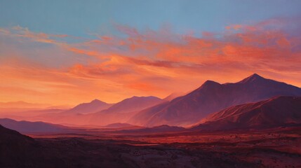 Mountain range sunset landscape vista