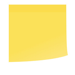 Bright Yellow Sticky Note With A Slight Curve On White Background