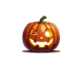 Obraz premium Set of cute Jack-o'-lantern vector icons with funny expressions