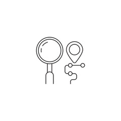 Excursion icon, Study the route Symbol Outline icon Transparent background Editable Stroke