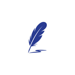Stylish blue quill with elegant ink trail for branding or creative projects, invoking classic writing and timeless sophistication, ideal for logo design © Neo Vector Pro