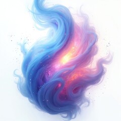 Abstract artwork shows swirling flow of color. Blue purple and pink shades blend. Illustration depicts energy movement. Digital art background with light effects