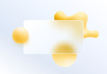 Minimalistic glassmorphism style background with white matte panel, soft yellow shapes