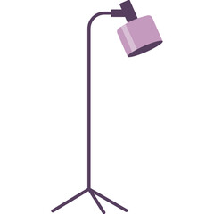 Modern Purple Floor Lamp with Adjustable Head and Tripod Base Minimalist Design on White Background