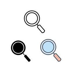 Simple Style Magnifying Glass Search Symbol Element with Different Style Set Icon