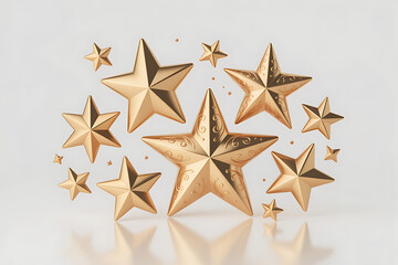 Obraz premium Golden stars float against a soft background, symbolizing achievement, excellence, and a radiant glow.