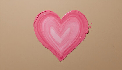 Pink Emotion – Pink Paint Shaped Like a Heart on Brown Craft Paper