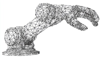 Industrial robotic arm wireframe