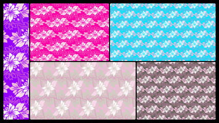 Decorative Floral Seamless Patterns Collection in Diverse Color Palettes