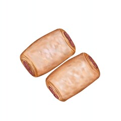 sausage roll with puff pastry vector illustration isolated
