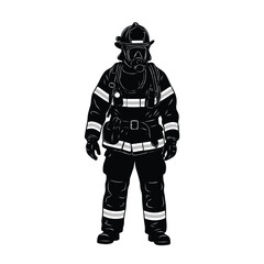 firefighter silhouette vector on white background