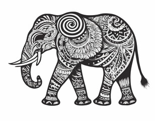 elephant animal silhouette in ethnic tribal tattoo,