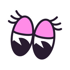 Charming Cartoon Eyes with Pink Lids and White Pupils Sparkling with Delight against a Transparent Background Ideal for Animation and Childrens Content