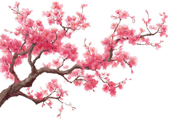 Fototapeta premium Beautiful depiction of a blossoming cherry branch with lush pink flowers against a dark background