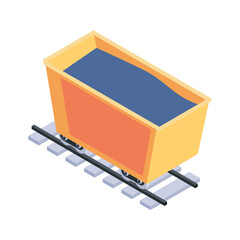 Mining Cart Vector icon which can easily modify or edit