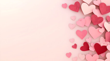 Pink paper hearts love background for romantic and Valentine&rsquo;s Day design