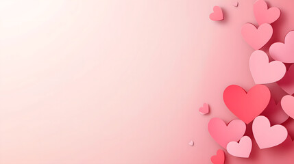 Pink paper hearts love background for romantic and Valentine&rsquo;s Day design