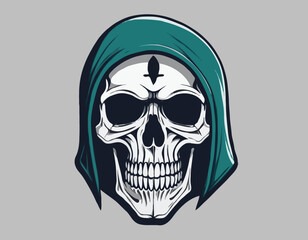 abstract reaper skull illustration t-shirt design, merchandise, stikers, totebag,