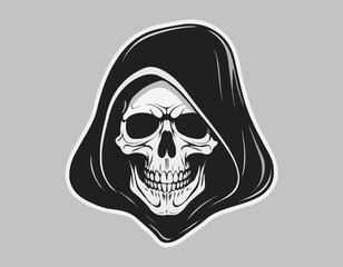 abstract reaper skull illustration t-shirt design, merchandise, stikers, totebag,