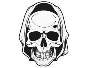 abstract reaper skull illustration t-shirt design, merchandise, stikers, totebag,